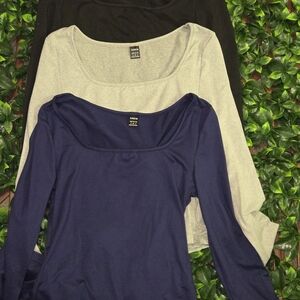 Women's Black, Gray, and Blue Tops